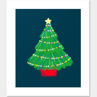 Traditional Christmas Tree with Twinkle Lights Posters and Art